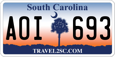 SC license plate AOI693