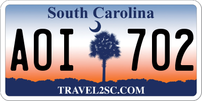 SC license plate AOI702
