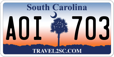 SC license plate AOI703