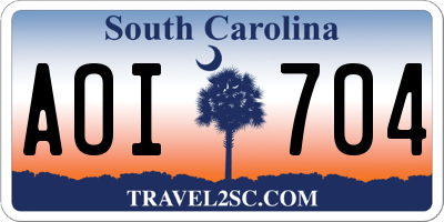 SC license plate AOI704