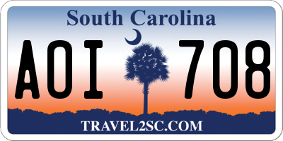 SC license plate AOI708