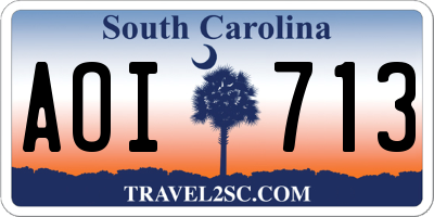 SC license plate AOI713