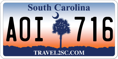SC license plate AOI716