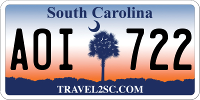 SC license plate AOI722