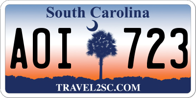 SC license plate AOI723