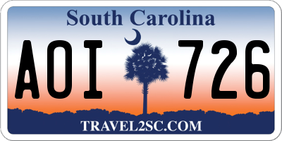 SC license plate AOI726