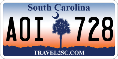 SC license plate AOI728