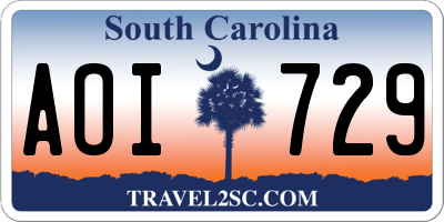 SC license plate AOI729