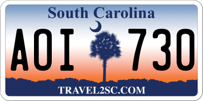 SC license plate AOI730