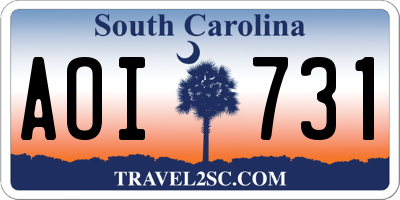 SC license plate AOI731