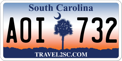 SC license plate AOI732