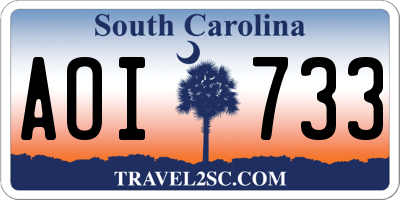 SC license plate AOI733