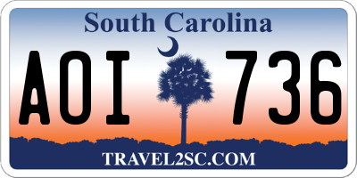 SC license plate AOI736