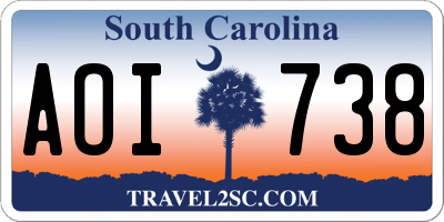 SC license plate AOI738