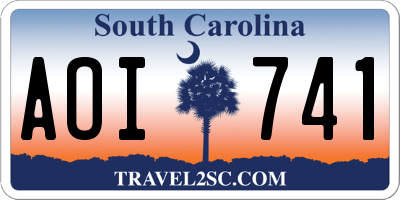 SC license plate AOI741
