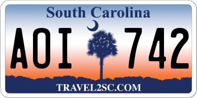 SC license plate AOI742