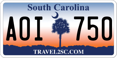 SC license plate AOI750