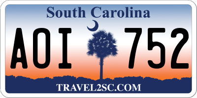 SC license plate AOI752