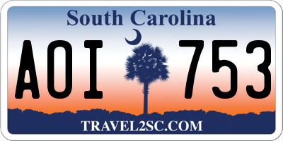 SC license plate AOI753