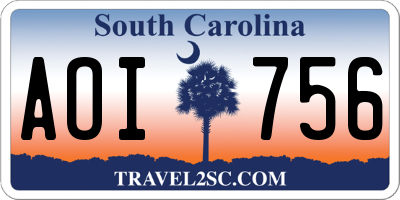 SC license plate AOI756