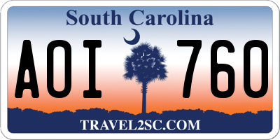 SC license plate AOI760