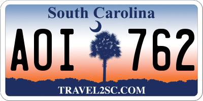 SC license plate AOI762