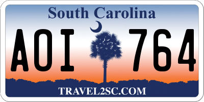 SC license plate AOI764