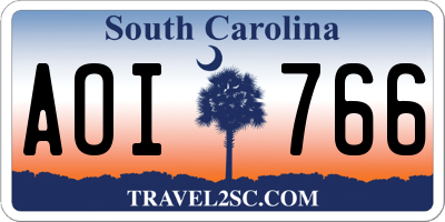 SC license plate AOI766