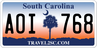 SC license plate AOI768
