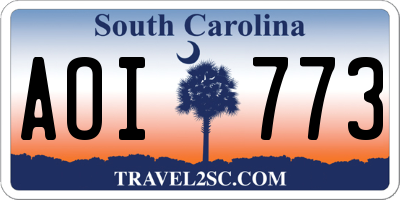 SC license plate AOI773