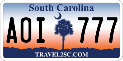 SC license plate AOI777