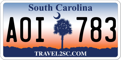 SC license plate AOI783
