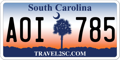 SC license plate AOI785