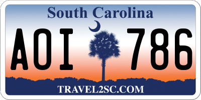 SC license plate AOI786