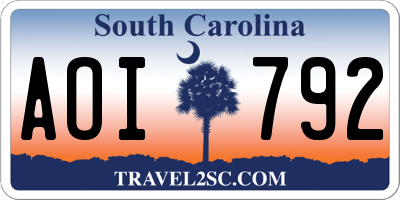 SC license plate AOI792