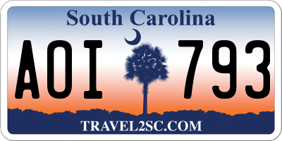 SC license plate AOI793