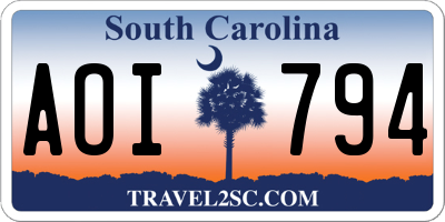 SC license plate AOI794