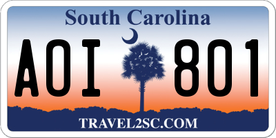 SC license plate AOI801