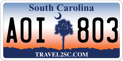 SC license plate AOI803