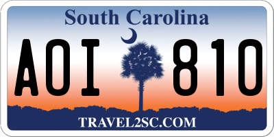 SC license plate AOI810
