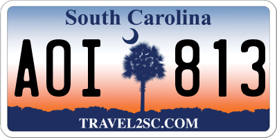 SC license plate AOI813