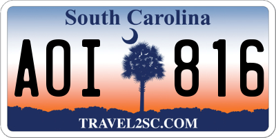 SC license plate AOI816