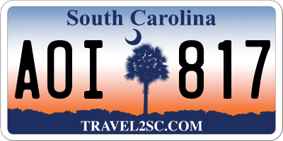 SC license plate AOI817