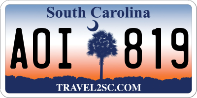 SC license plate AOI819