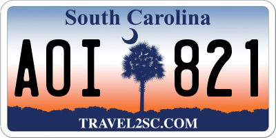 SC license plate AOI821