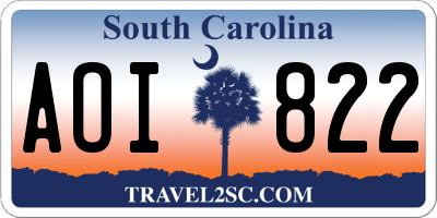 SC license plate AOI822