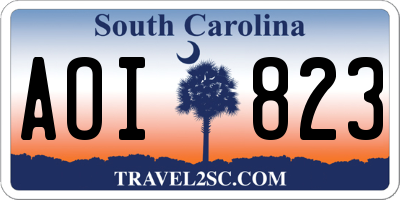SC license plate AOI823