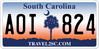 SC license plate AOI824
