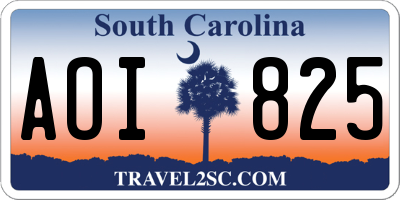 SC license plate AOI825