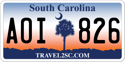 SC license plate AOI826